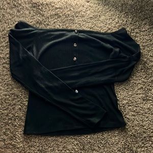 Off the shoulder black long sleeve shirt